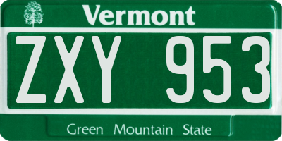 VT license plate ZXY953