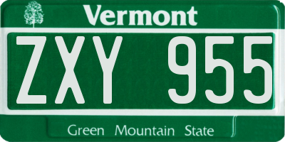 VT license plate ZXY955