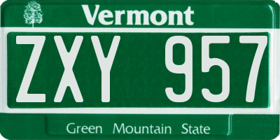 VT license plate ZXY957