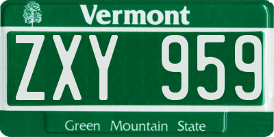 VT license plate ZXY959