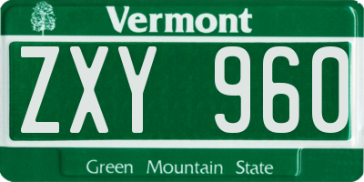 VT license plate ZXY960