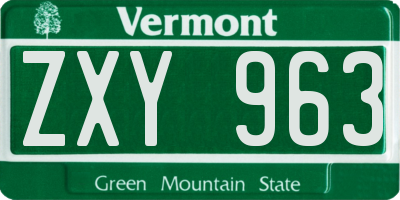 VT license plate ZXY963