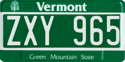 VT license plate ZXY965