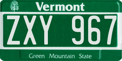 VT license plate ZXY967