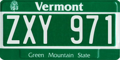 VT license plate ZXY971