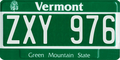 VT license plate ZXY976