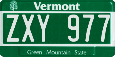 VT license plate ZXY977