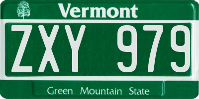 VT license plate ZXY979