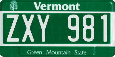 VT license plate ZXY981