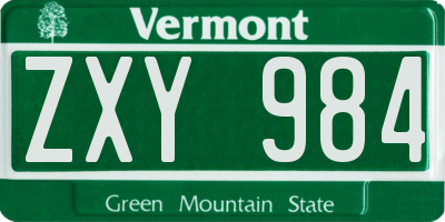 VT license plate ZXY984