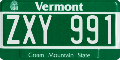VT license plate ZXY991