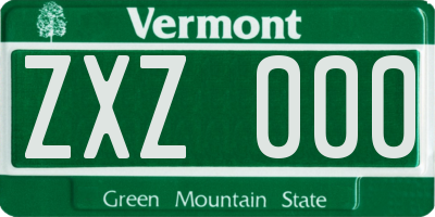 VT license plate ZXZ000