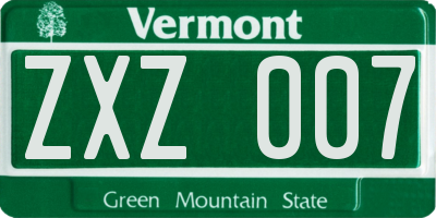 VT license plate ZXZ007
