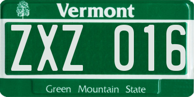 VT license plate ZXZ016