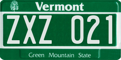 VT license plate ZXZ021