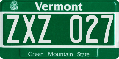 VT license plate ZXZ027
