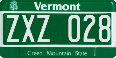 VT license plate ZXZ028