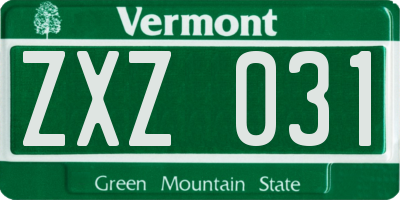 VT license plate ZXZ031