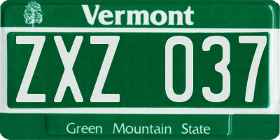 VT license plate ZXZ037