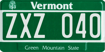 VT license plate ZXZ040
