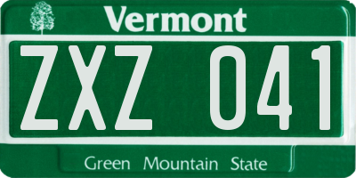 VT license plate ZXZ041