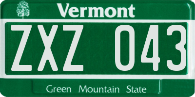 VT license plate ZXZ043