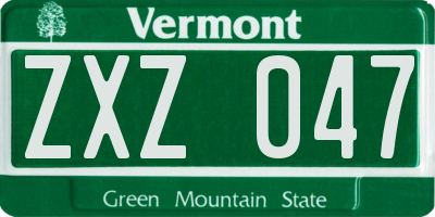VT license plate ZXZ047