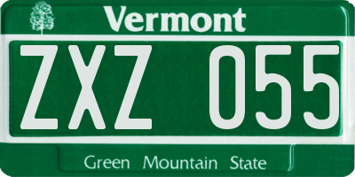 VT license plate ZXZ055