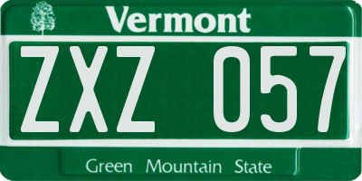 VT license plate ZXZ057