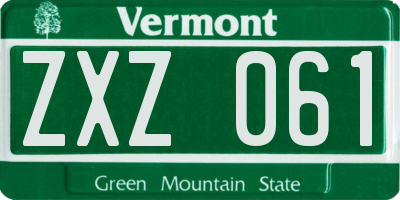 VT license plate ZXZ061