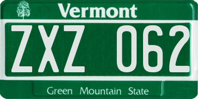 VT license plate ZXZ062