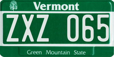 VT license plate ZXZ065