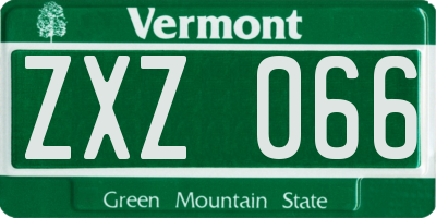 VT license plate ZXZ066