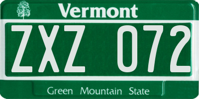 VT license plate ZXZ072