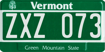 VT license plate ZXZ073