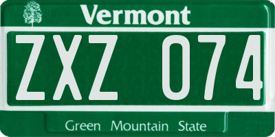 VT license plate ZXZ074