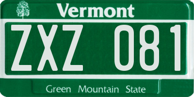 VT license plate ZXZ081