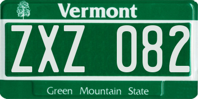 VT license plate ZXZ082
