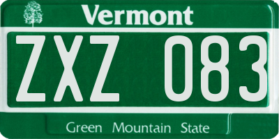 VT license plate ZXZ083