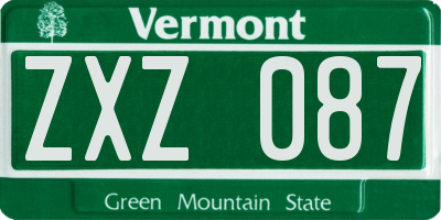 VT license plate ZXZ087