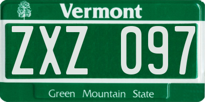 VT license plate ZXZ097