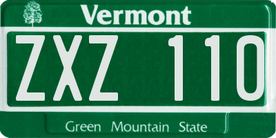 VT license plate ZXZ110