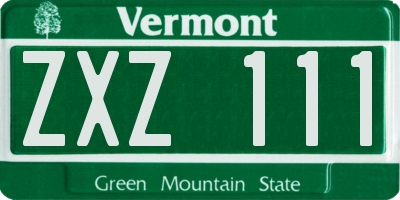 VT license plate ZXZ111