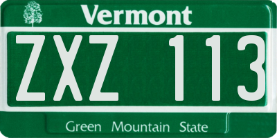 VT license plate ZXZ113
