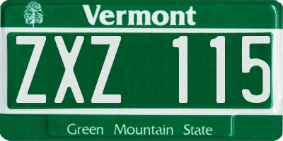 VT license plate ZXZ115