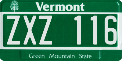 VT license plate ZXZ116