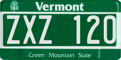 VT license plate ZXZ120