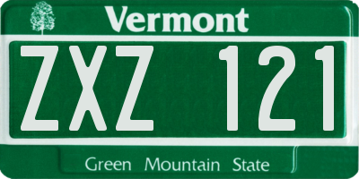 VT license plate ZXZ121