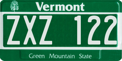 VT license plate ZXZ122