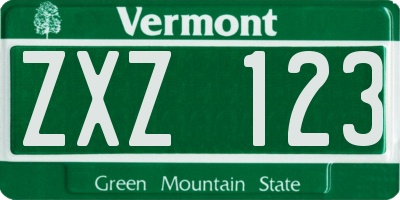 VT license plate ZXZ123